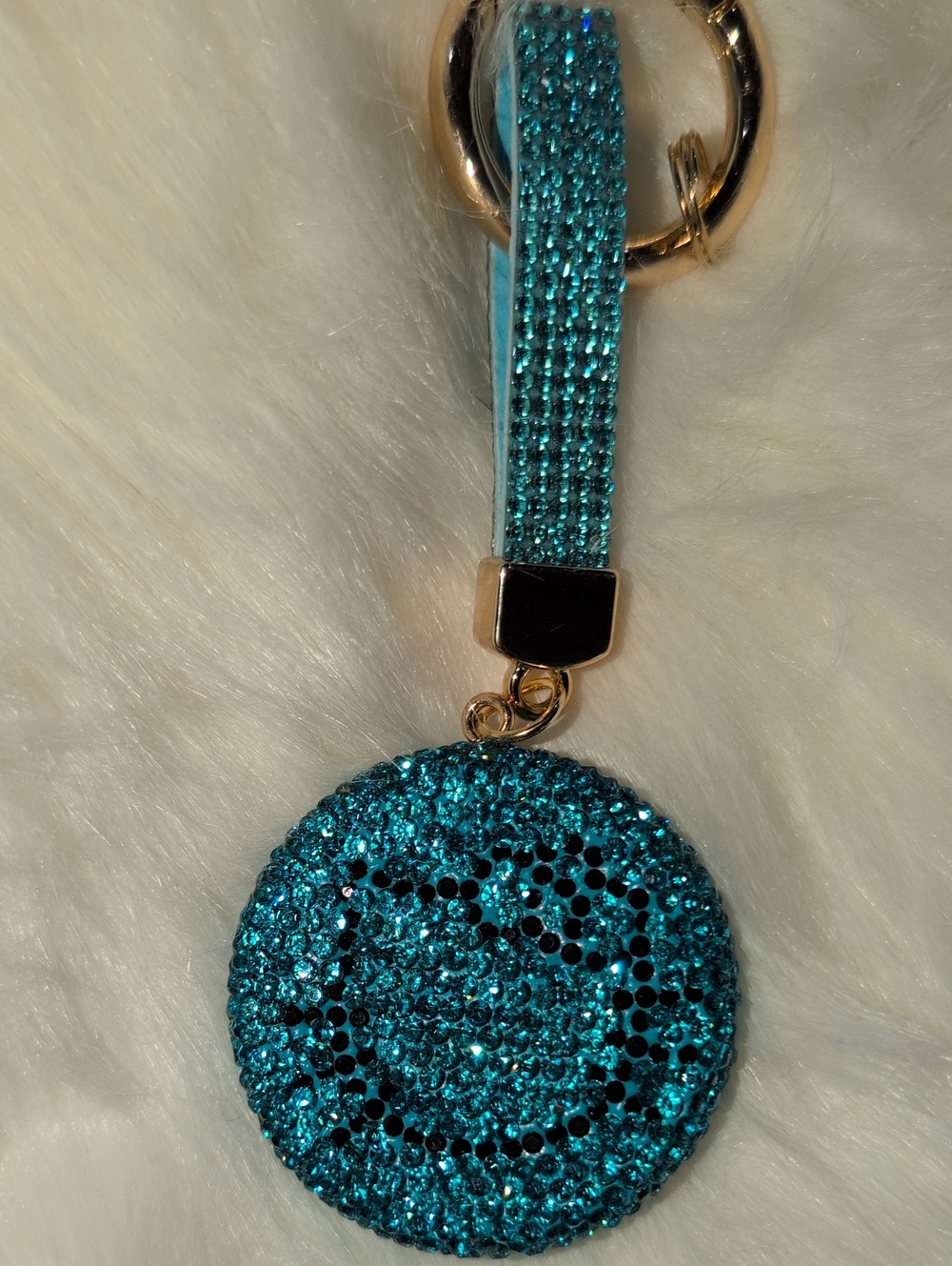 Teal Crystal Hello Kitty Face Keychain Or Bag Charm